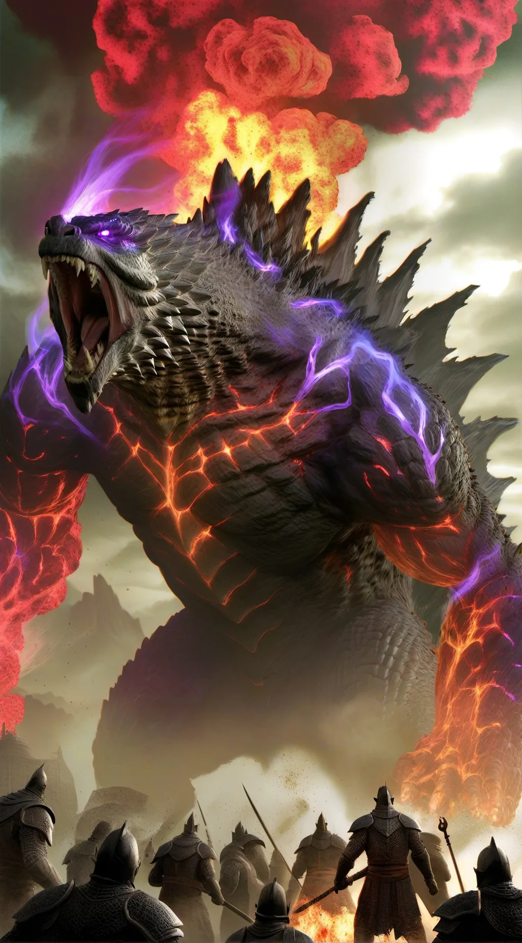 ai character: Godzilla  background