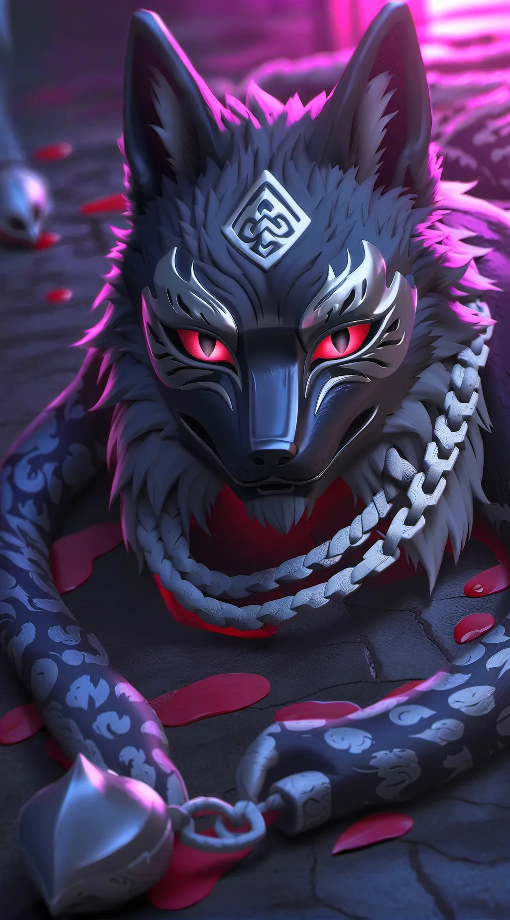 ai character: kitsune mask 2 background