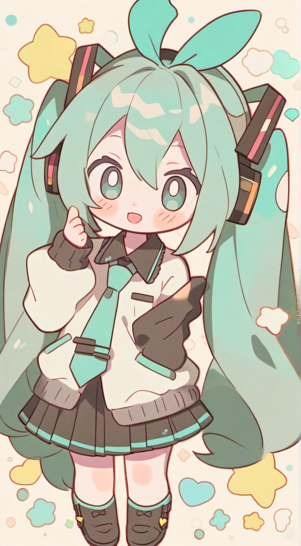 ai character: Chibi miku🧸🎀❤️💖 background