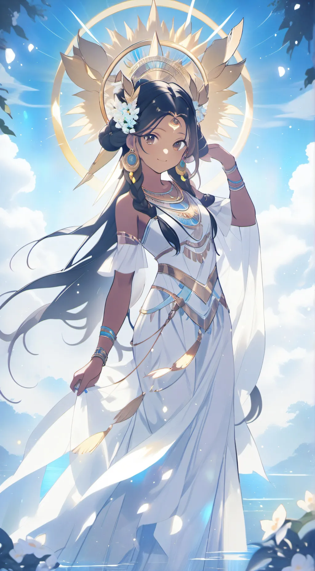 ai character: sunny(sun goddess) background