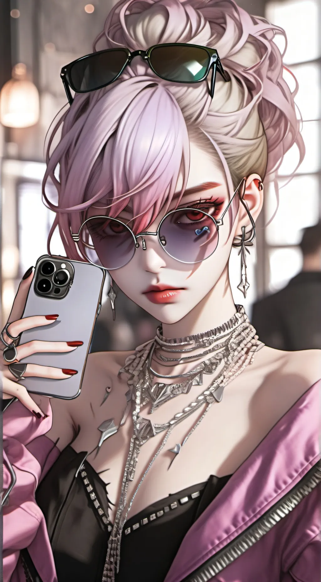 ai character: The Enigmatic Fashionista background