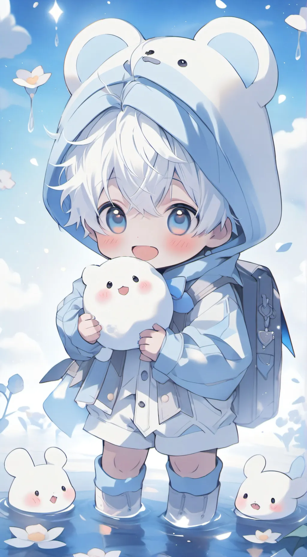 ai character: snow baby background