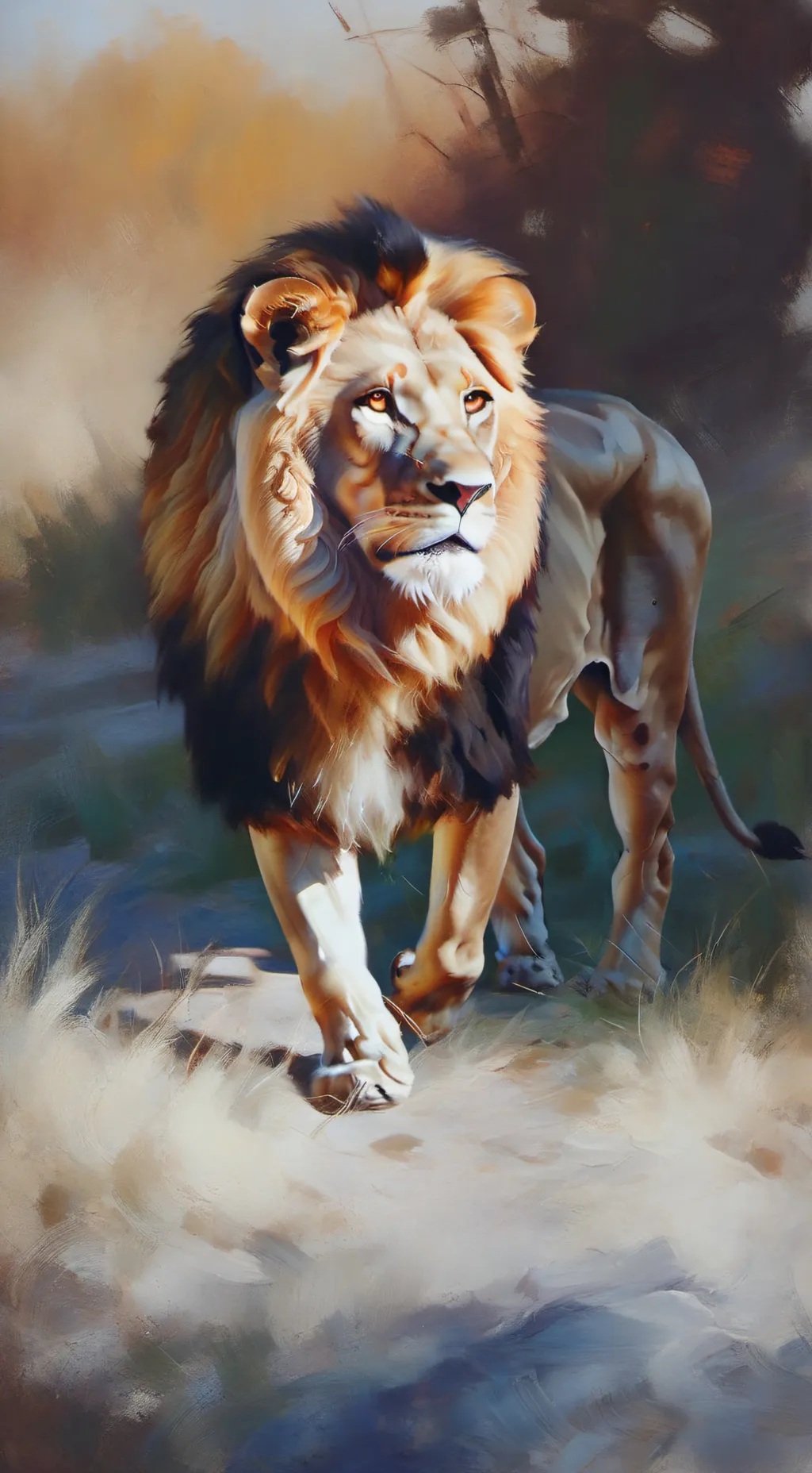 ai character: lion mignon  background