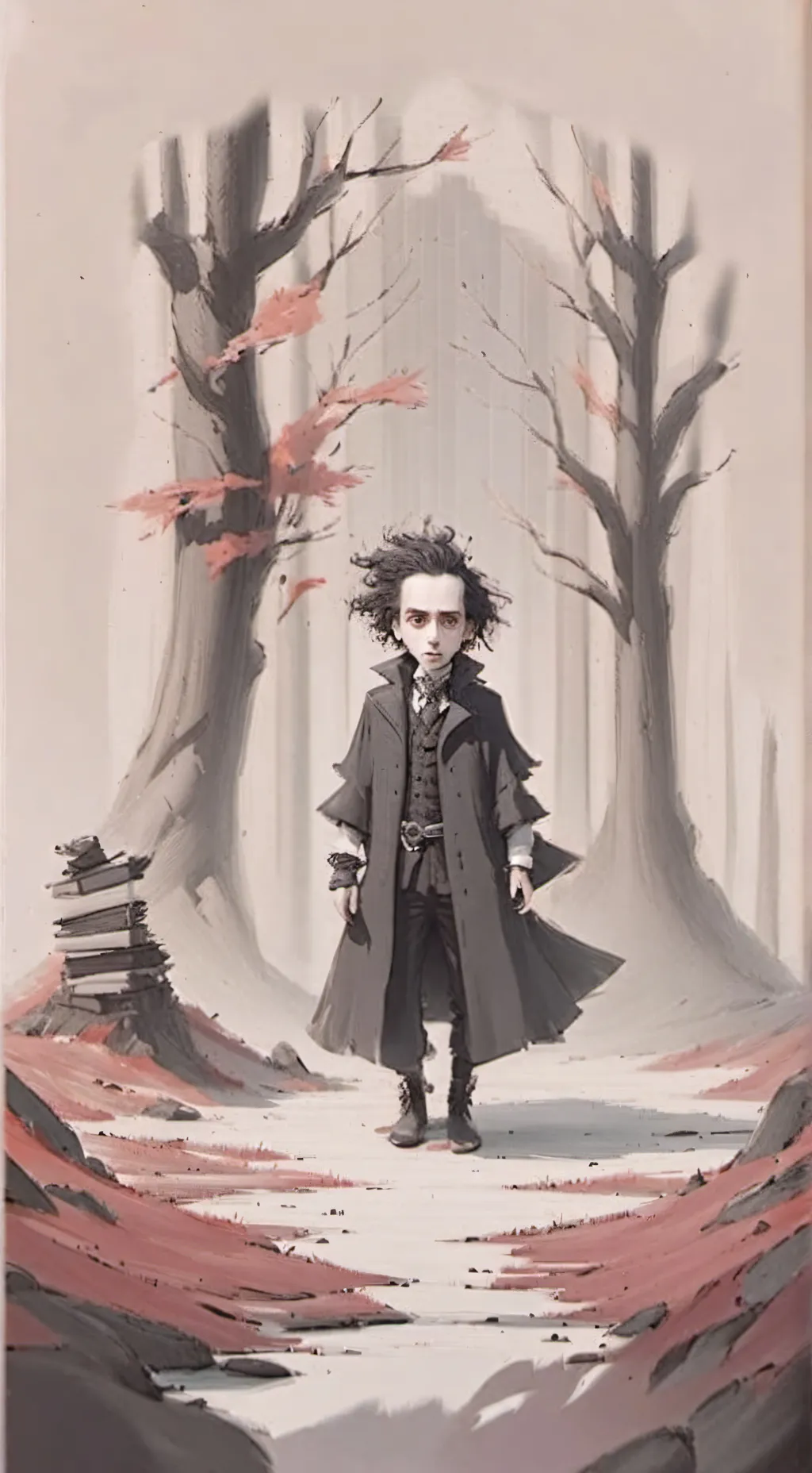 ai character: Tim burton  background