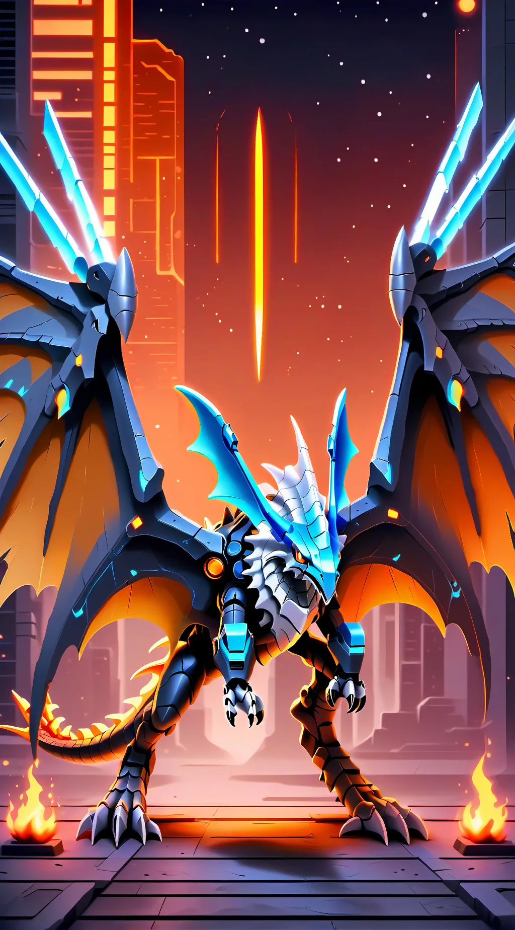 ai character: Mecha dragon background
