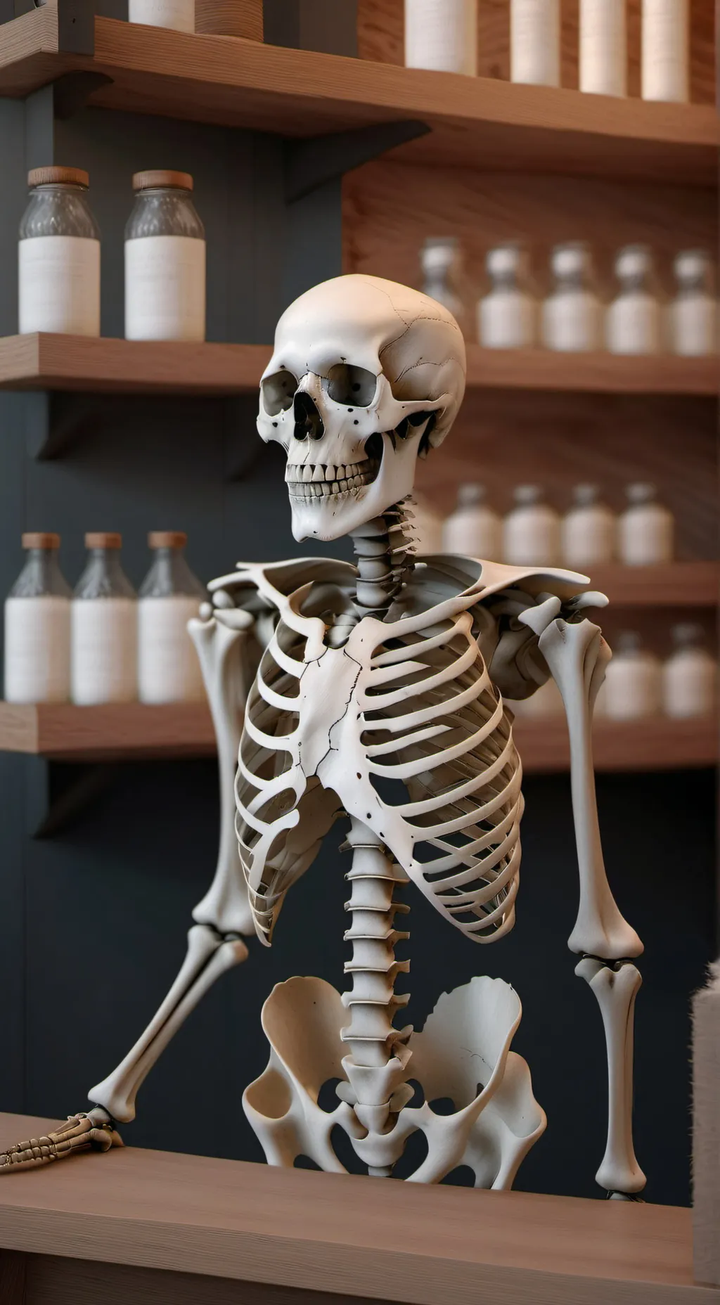 ai character: skeleton  background