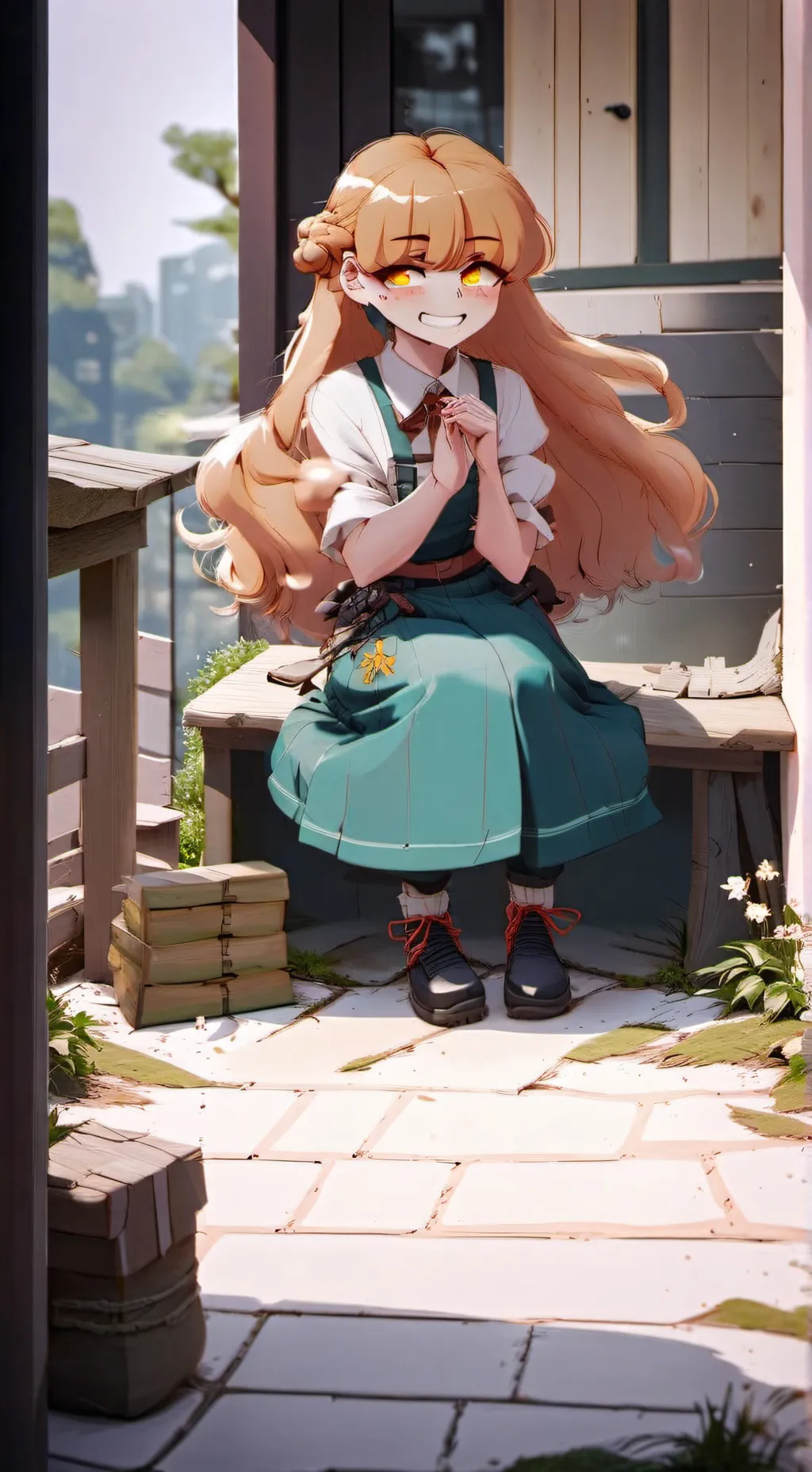 ai character: lonely young girl  background