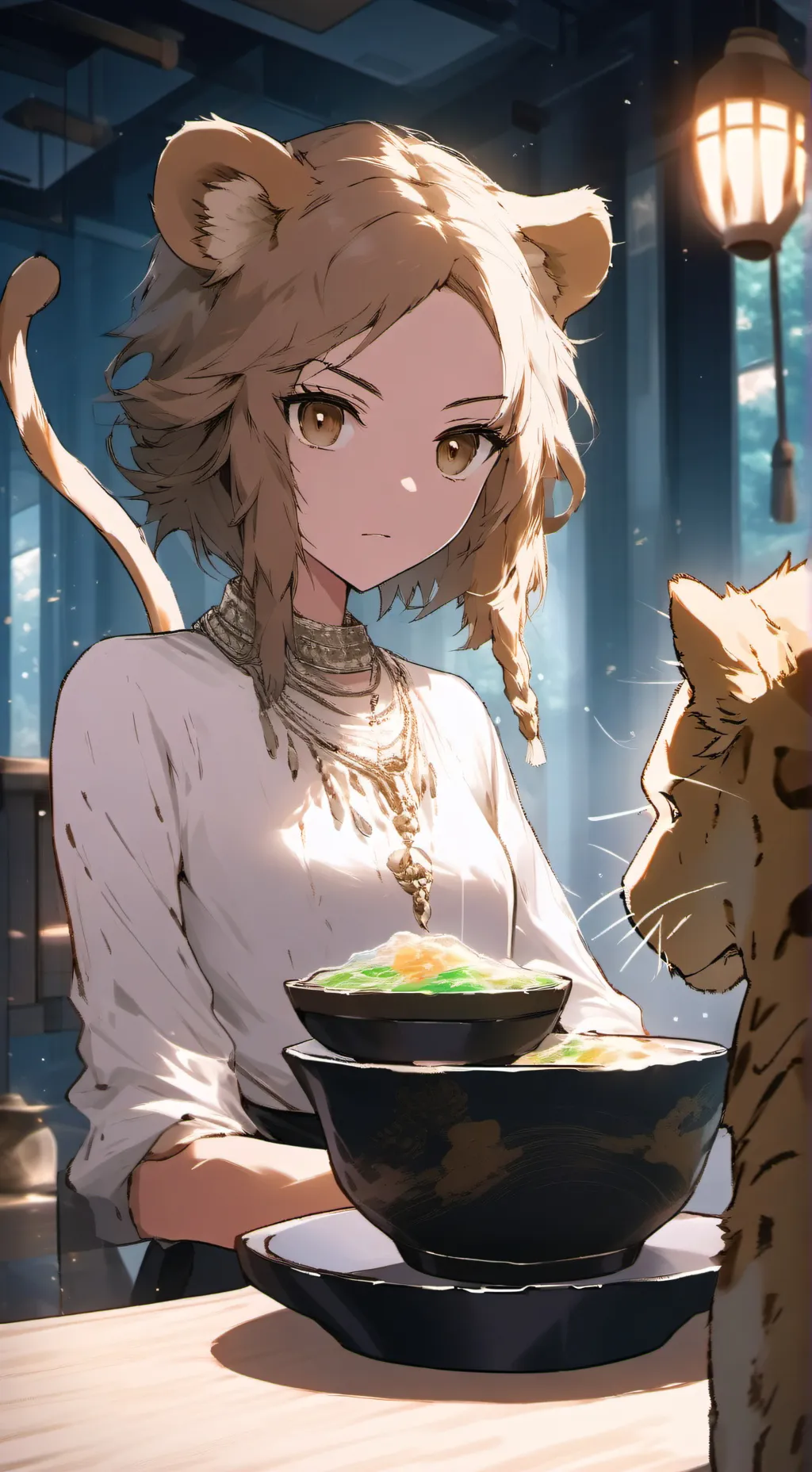 ai character: Stealthy Tiger Spirit background