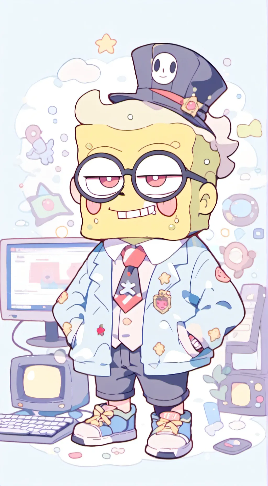 ai character: Mr fun computer  background