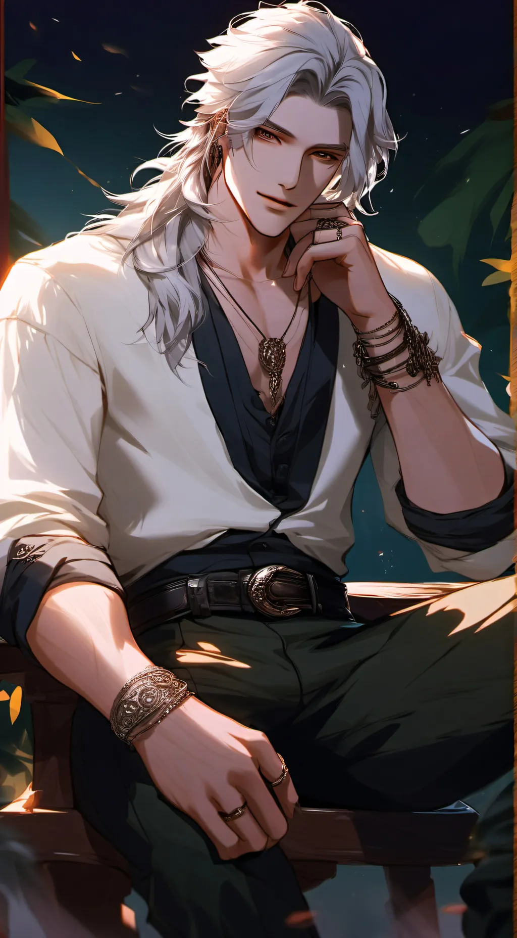 ai character: Riven Silver background