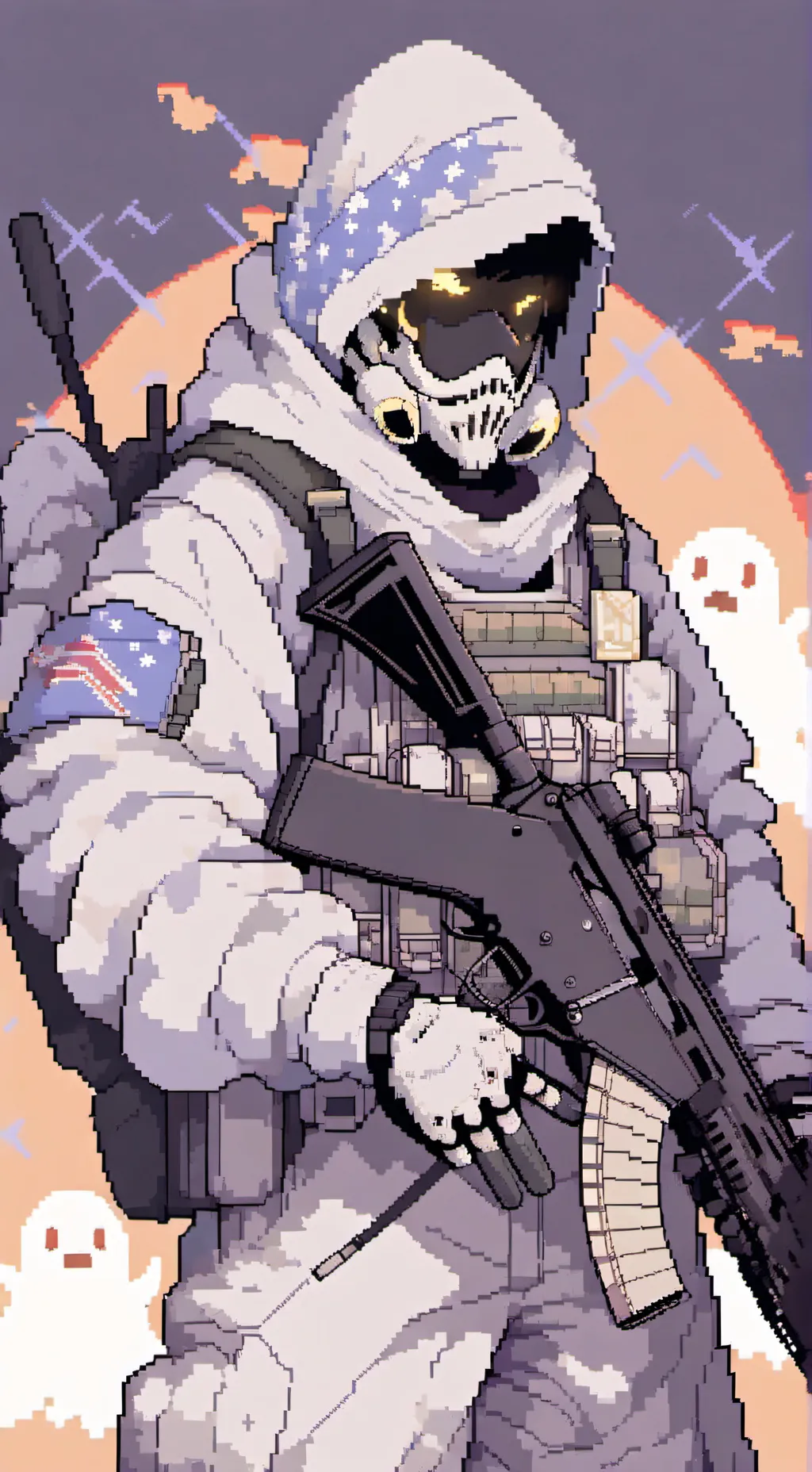 ai character: Ghost from cod background