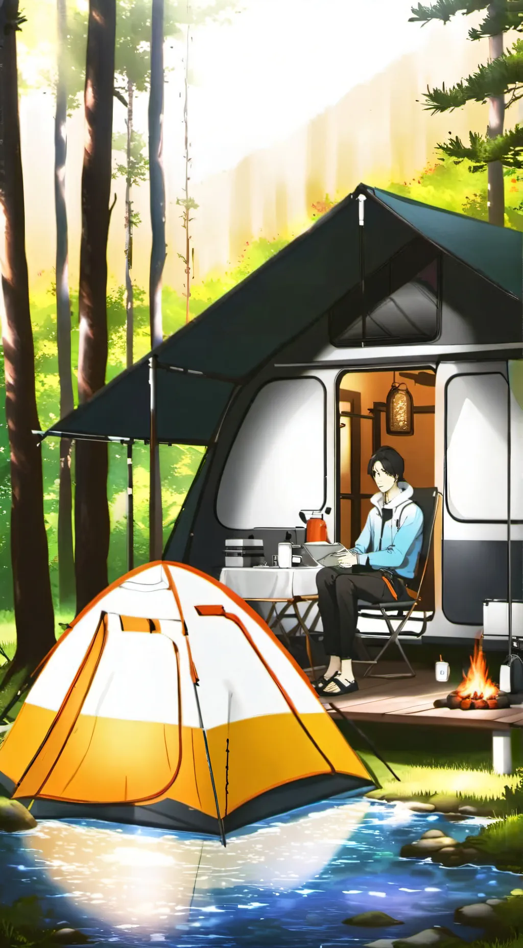 ai character: CAMPING TRIP?! background