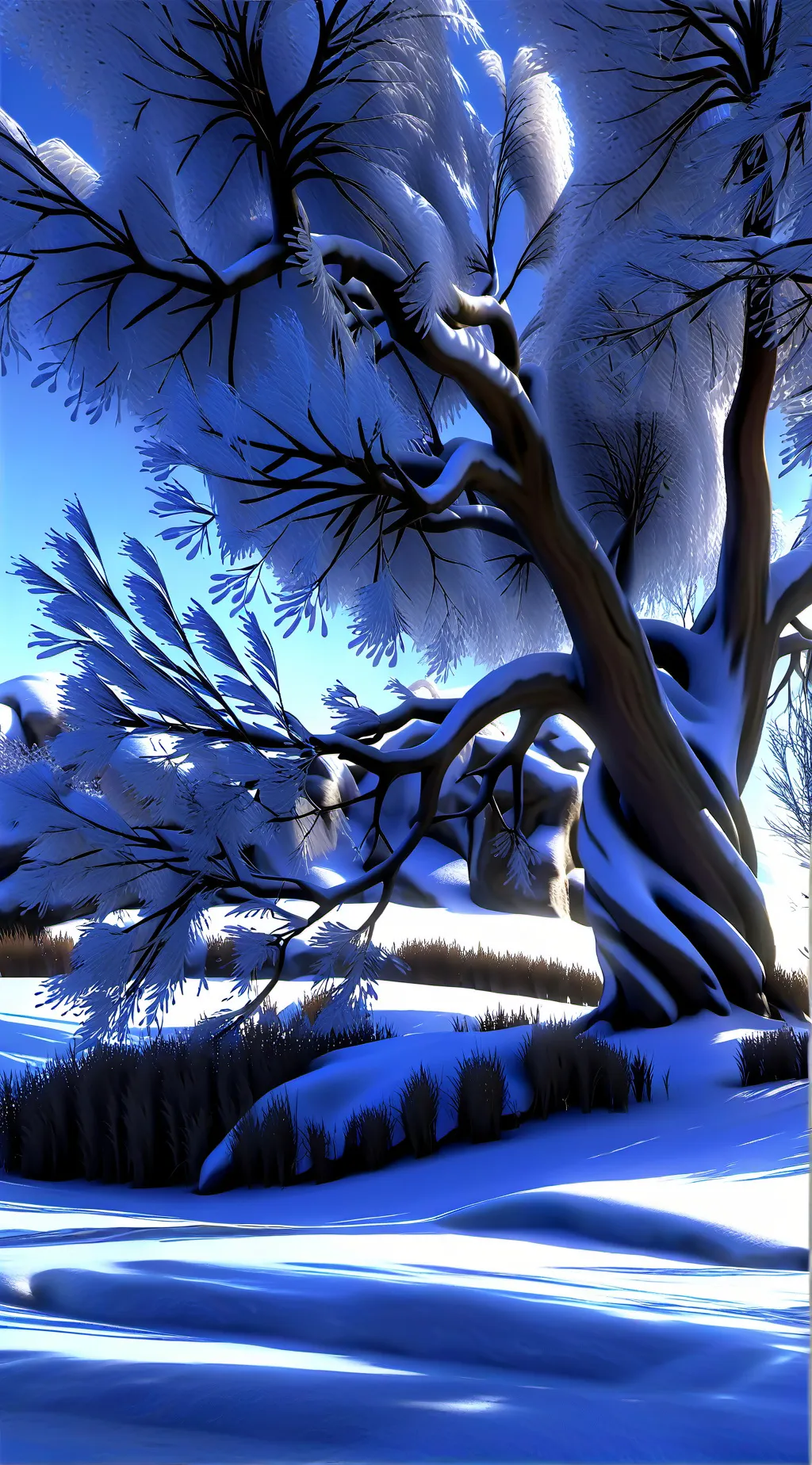ai character: winter willow background