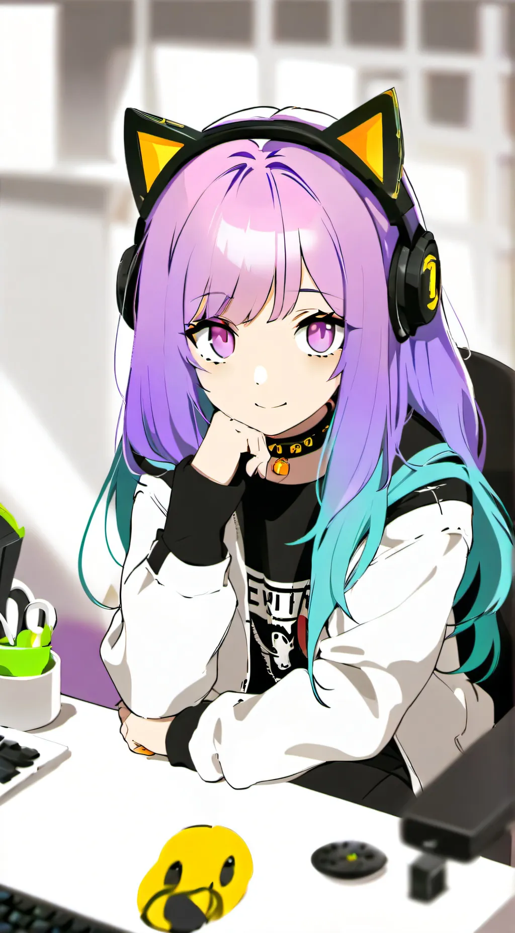ai character: Gamer girl  background