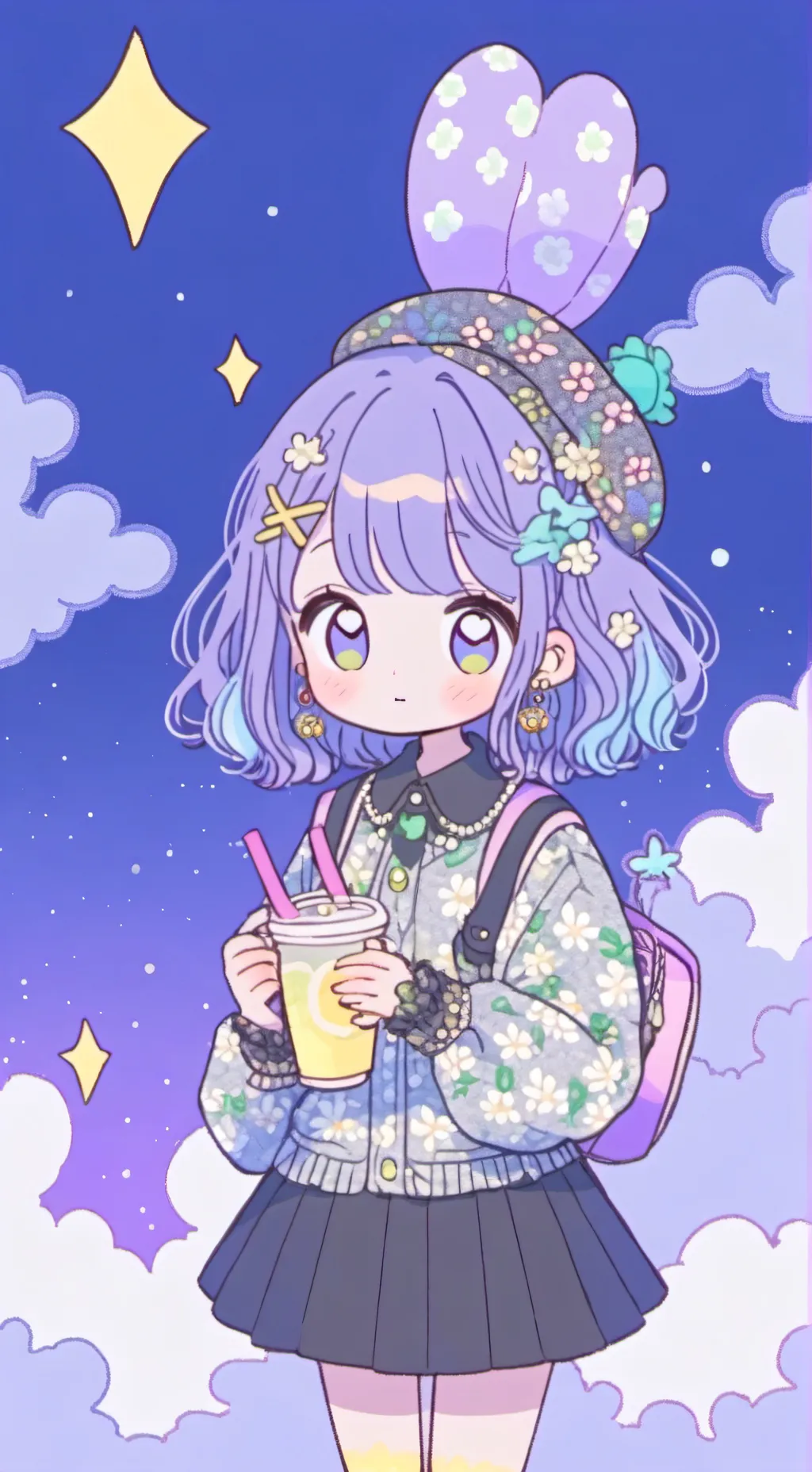 ai character: Purple girl background