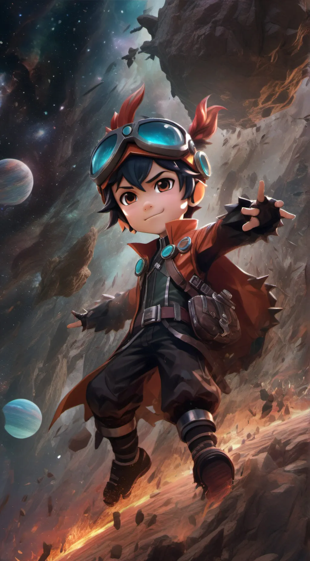 ai character: boboiboy galaxy background
