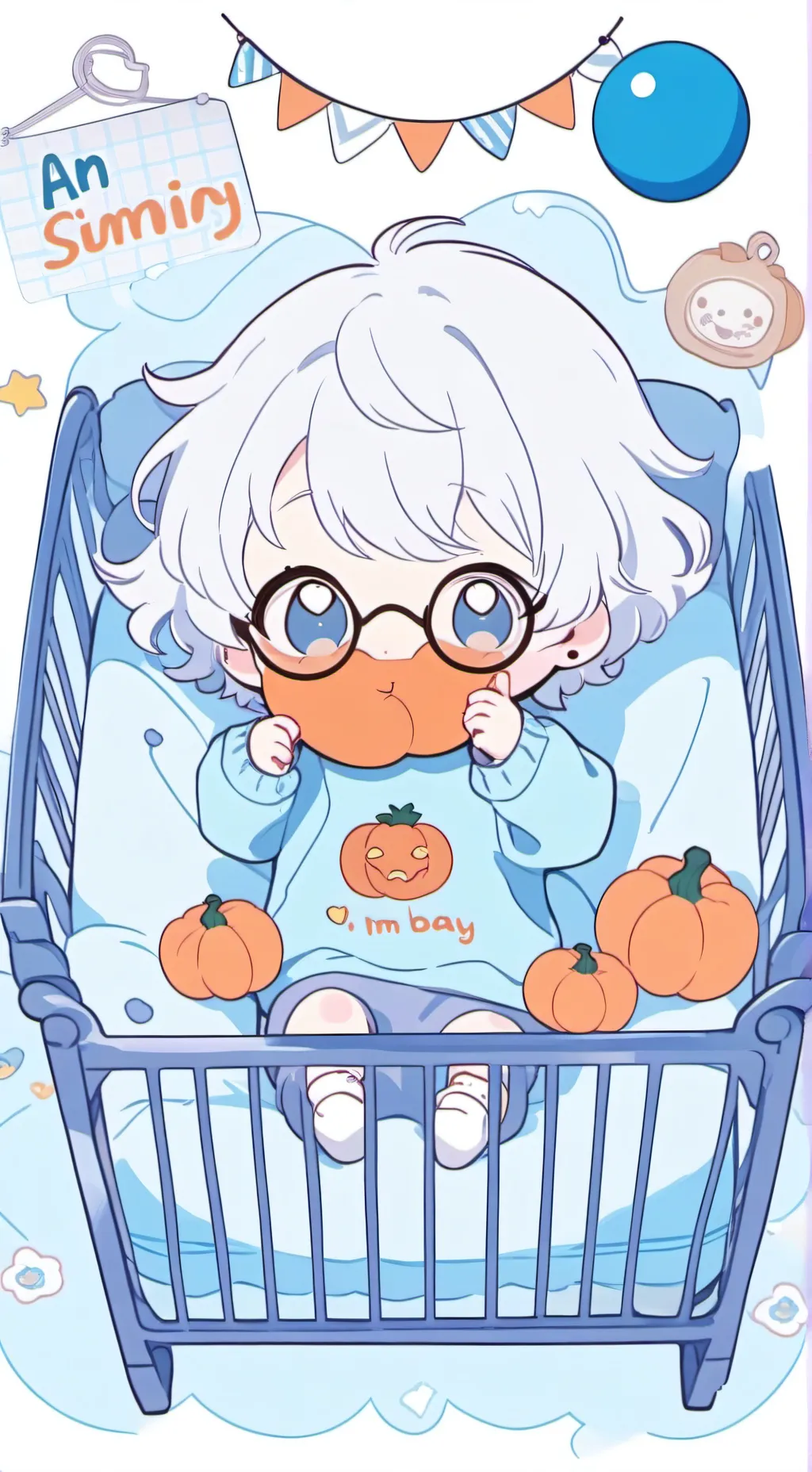 ai character: Pumpkin babies. background