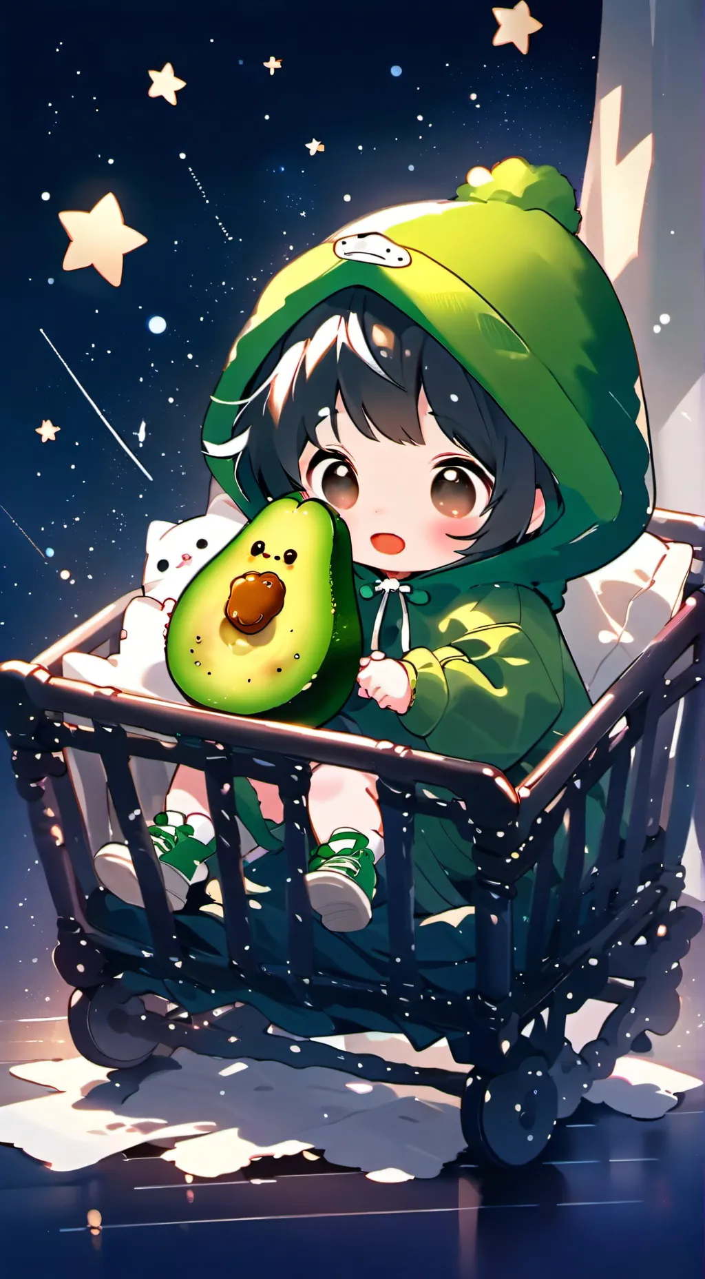 ai character: Avocado baby background