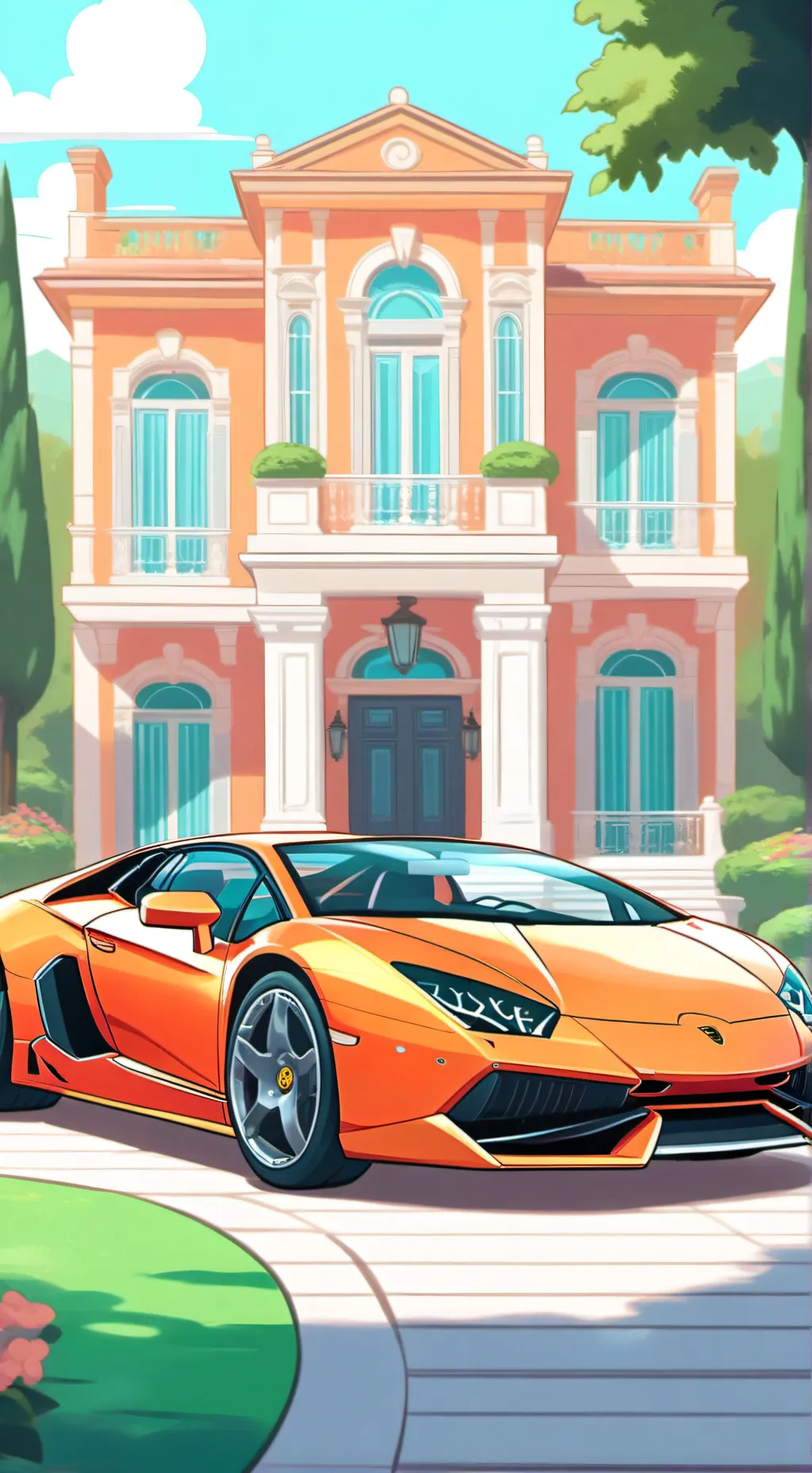 ai character: Lamborghini car background