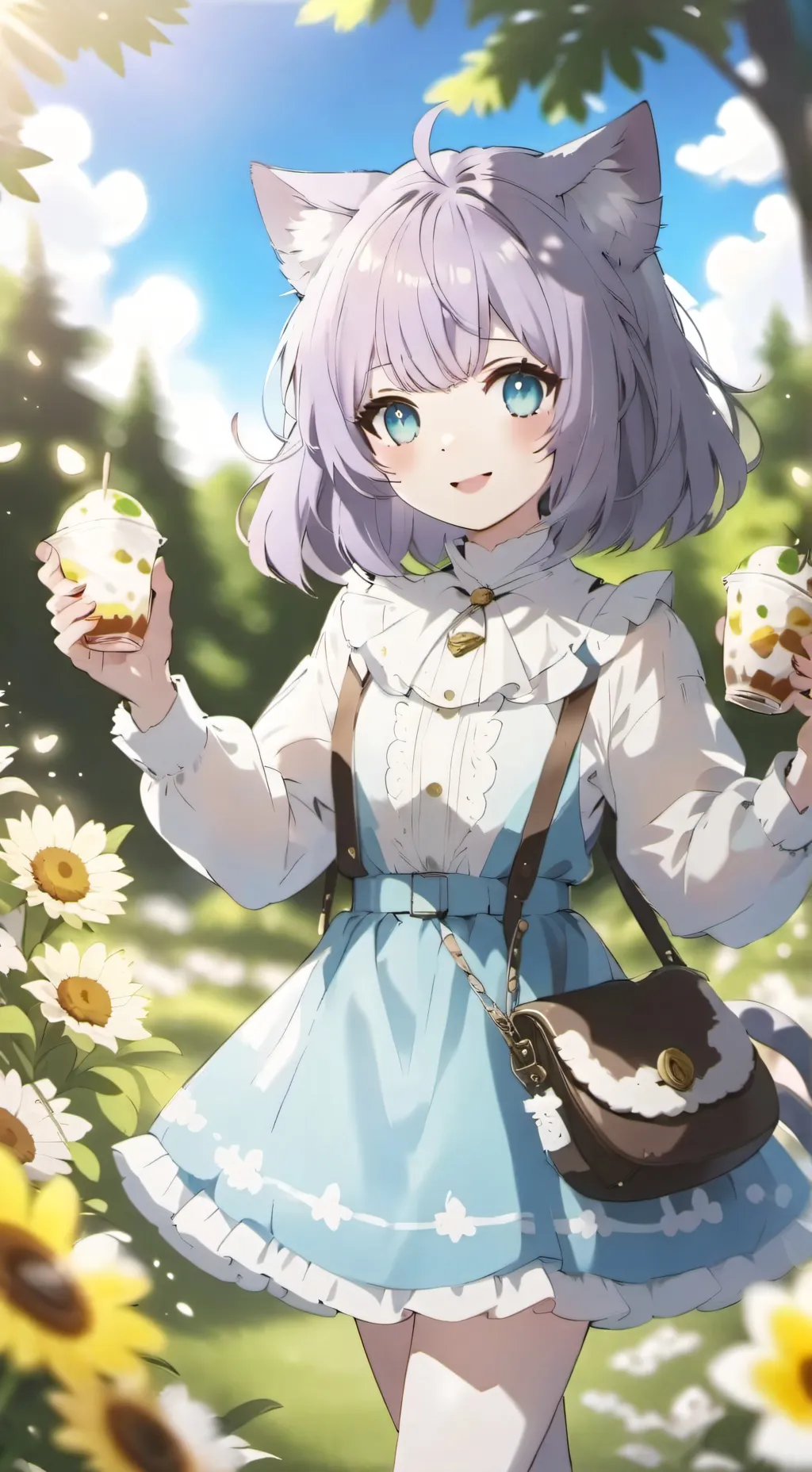 ai character: cute cat girl  background