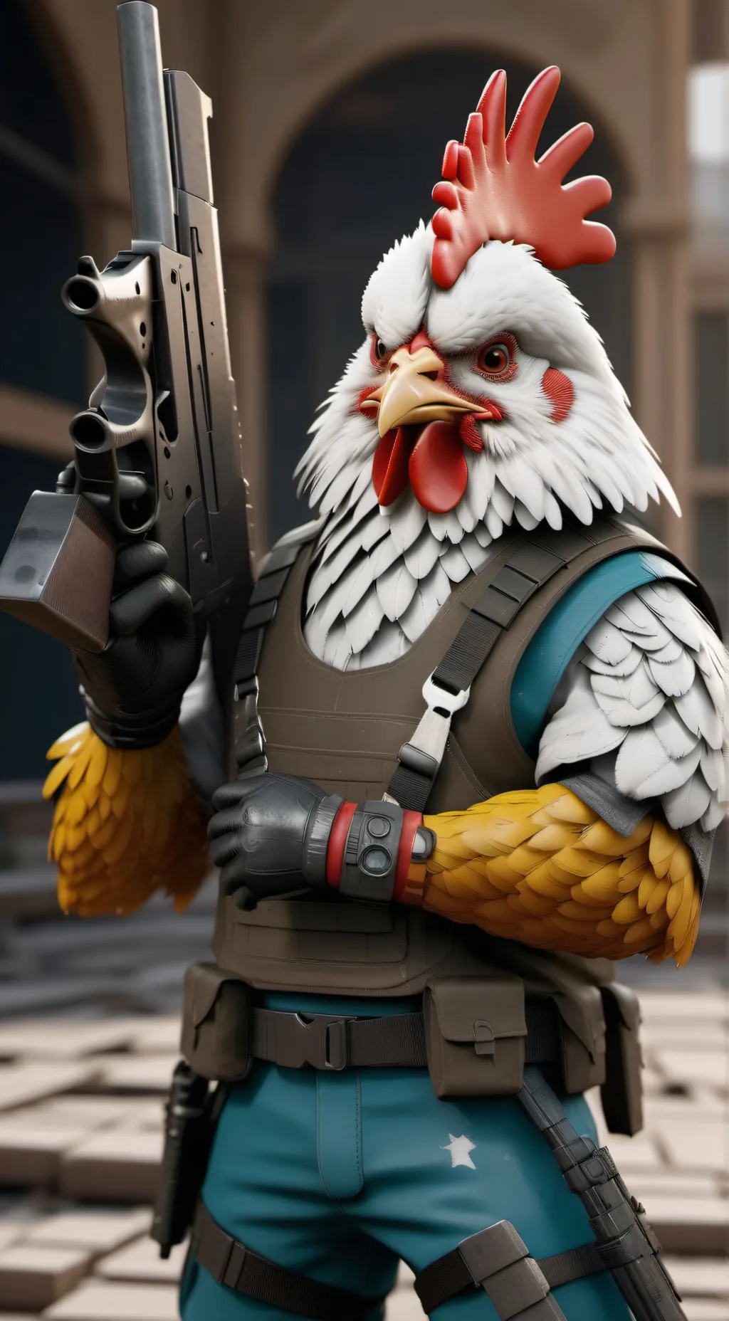 ai character: chicken gun charac background