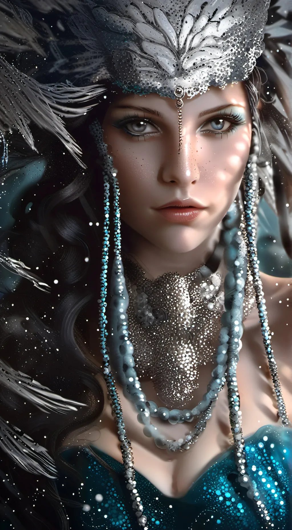 ai character: siren in the dark background