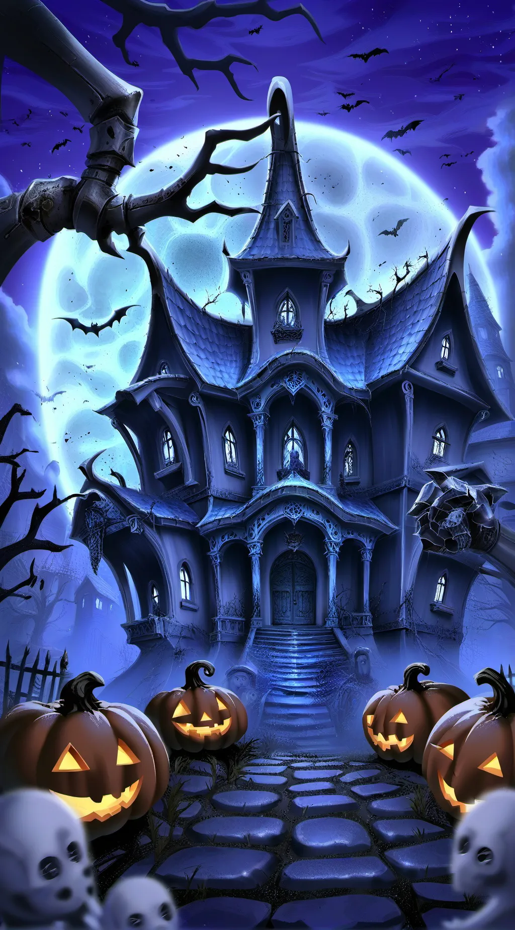 ai character: KNY haunted house! background