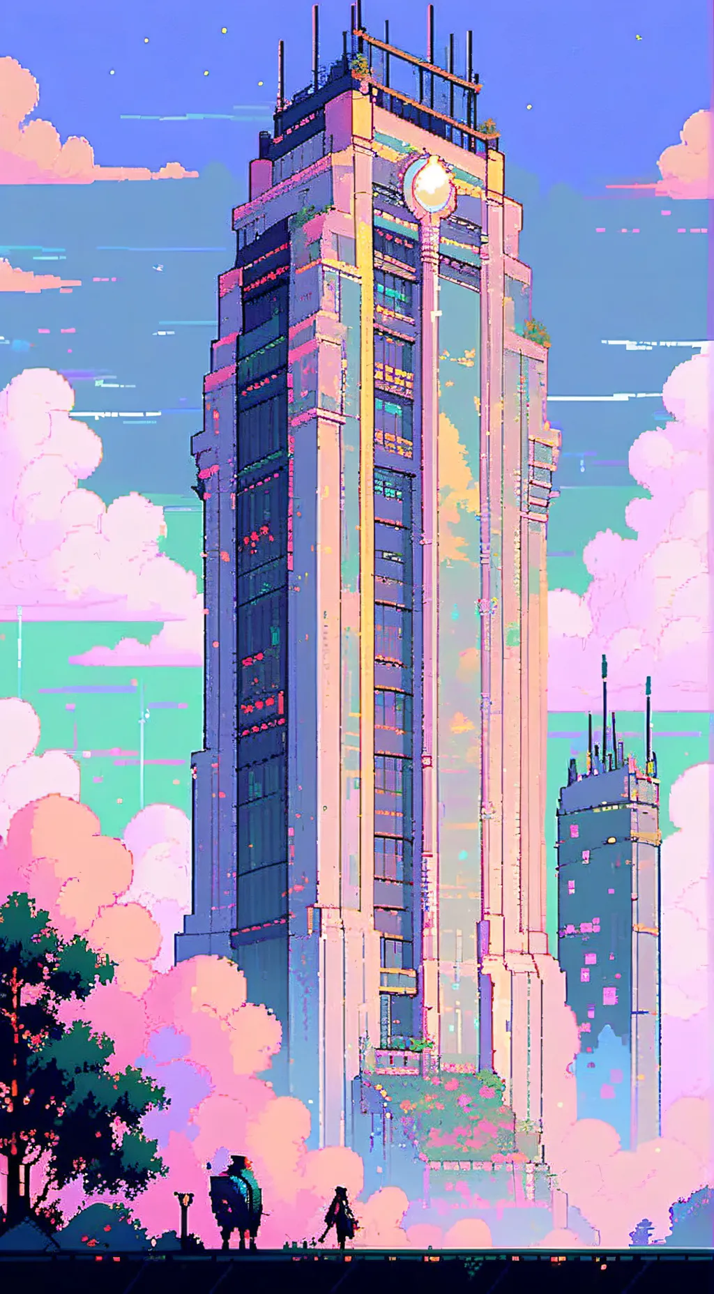 ai character: Twin tower background