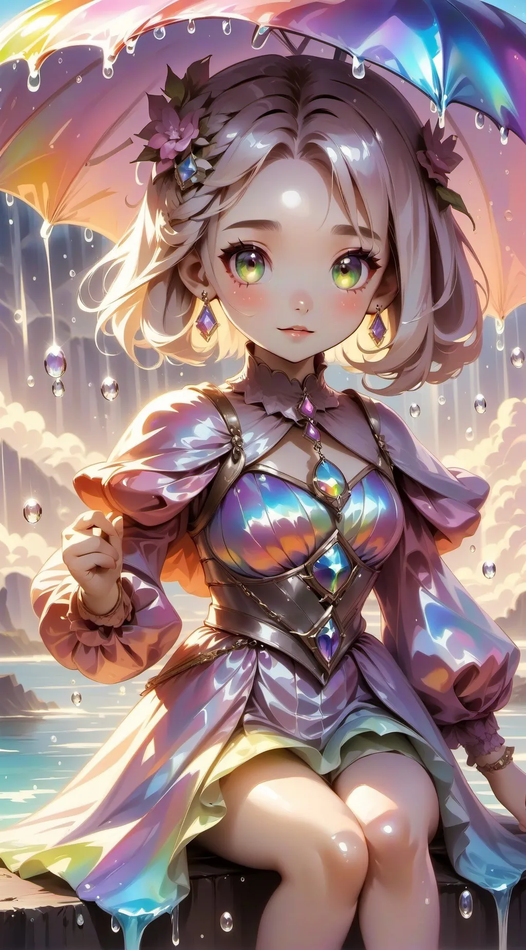 ai character: Raindow girl background
