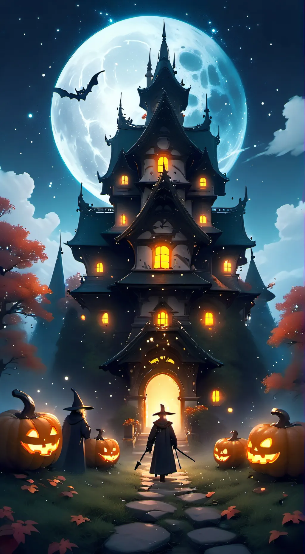 ai character: Es halloween  background