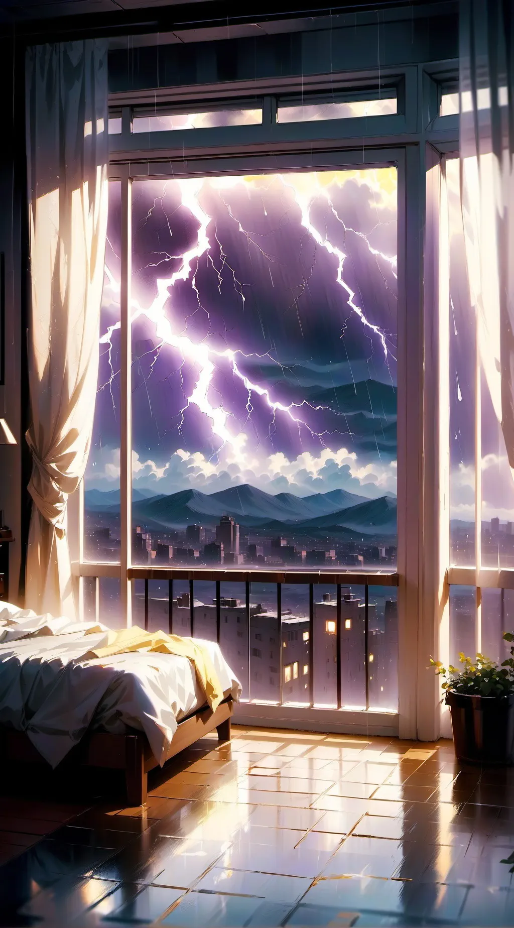 ai character: bsd raining  background