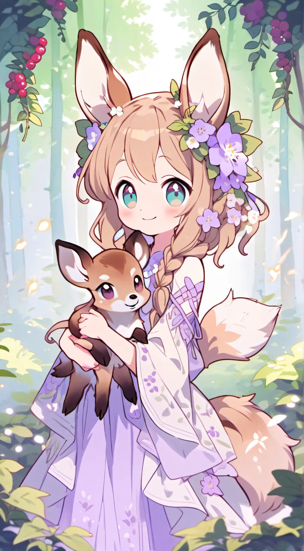 ai character: Spiritina Fawn Furry background