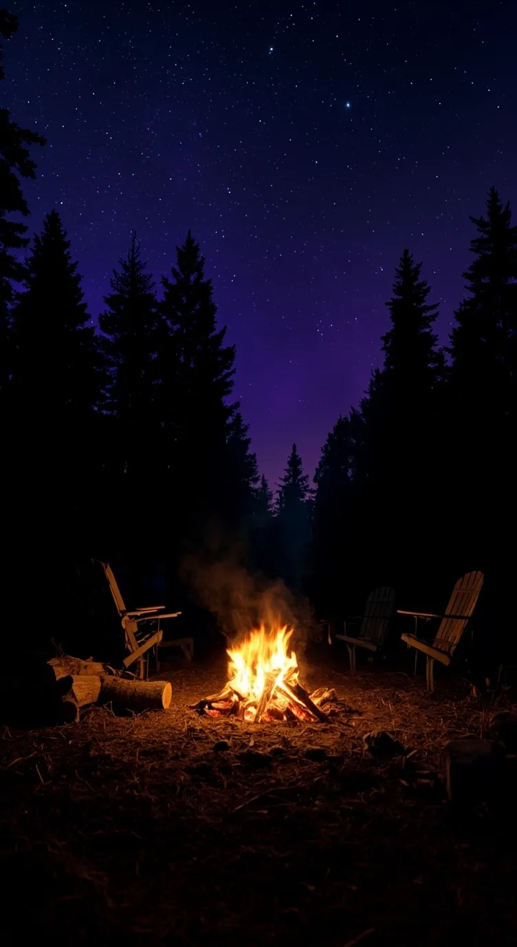 ai character: Friends at a fire background