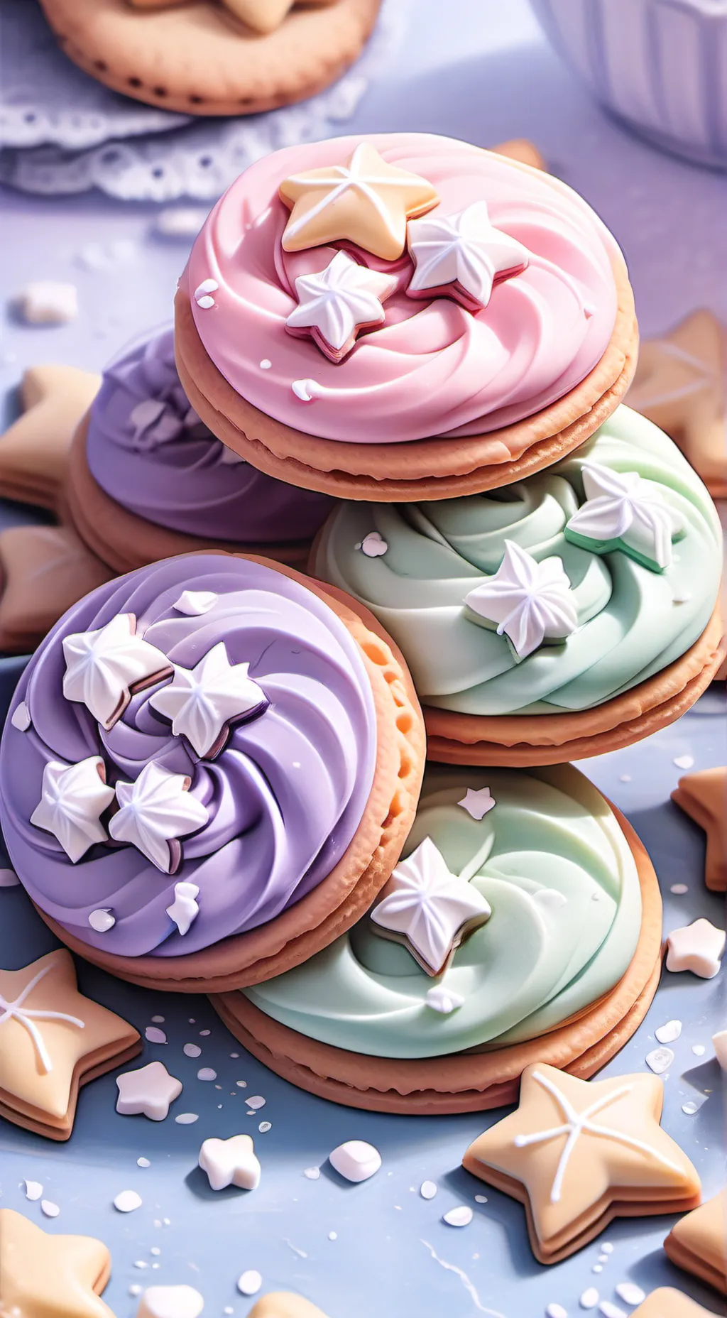 ai character: Iced Gem Biscuits background