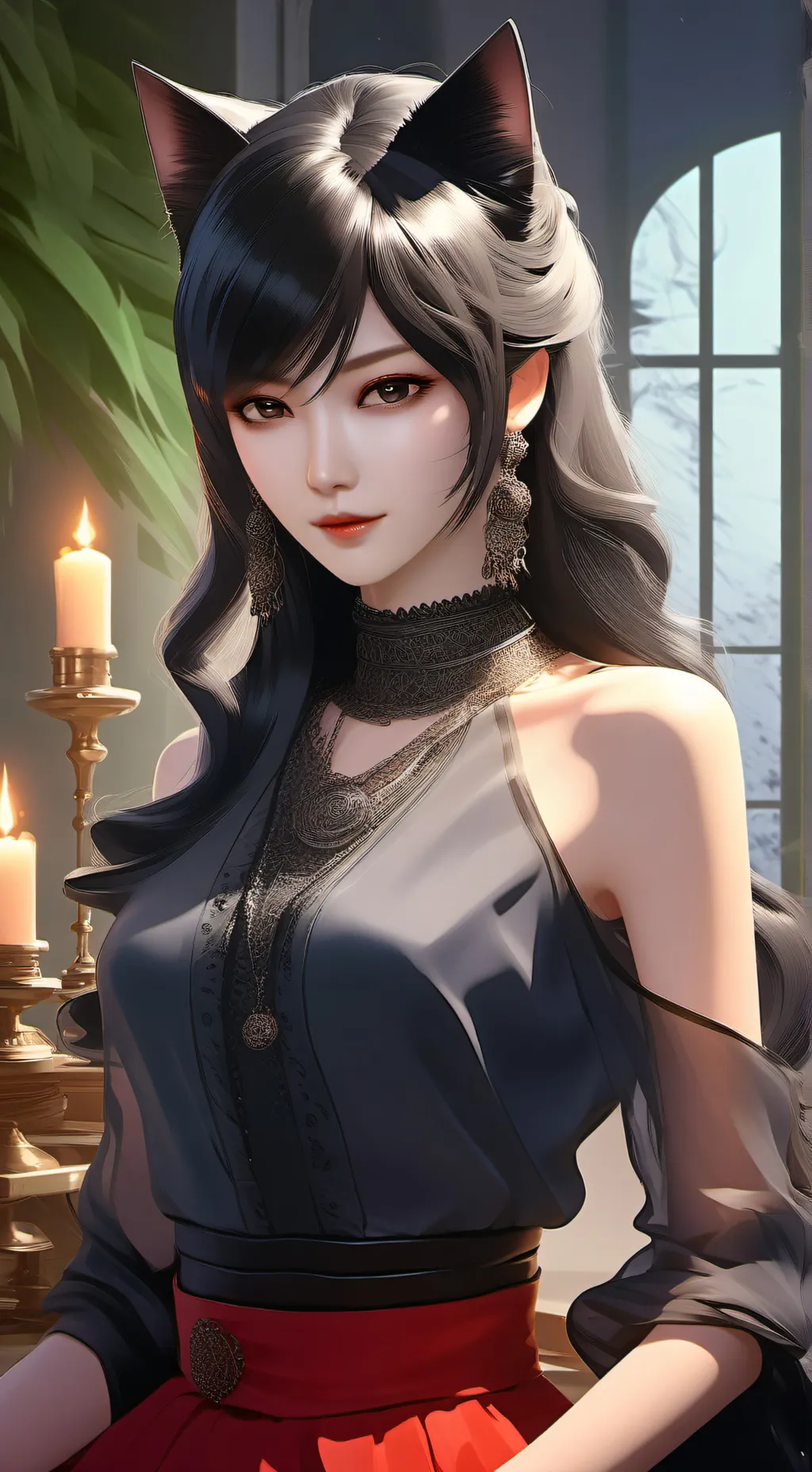 ai character: Shadow Feline Spirit background