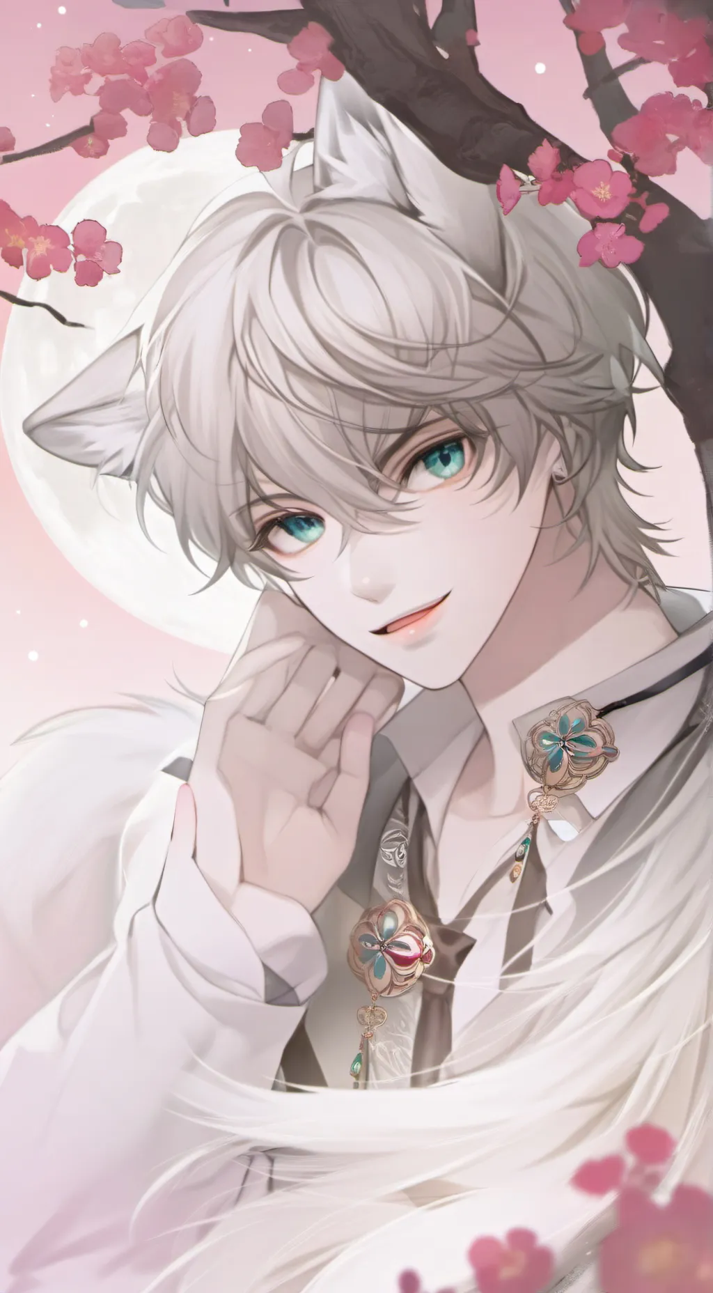 ai character: Moonlit Wolf Spirit background