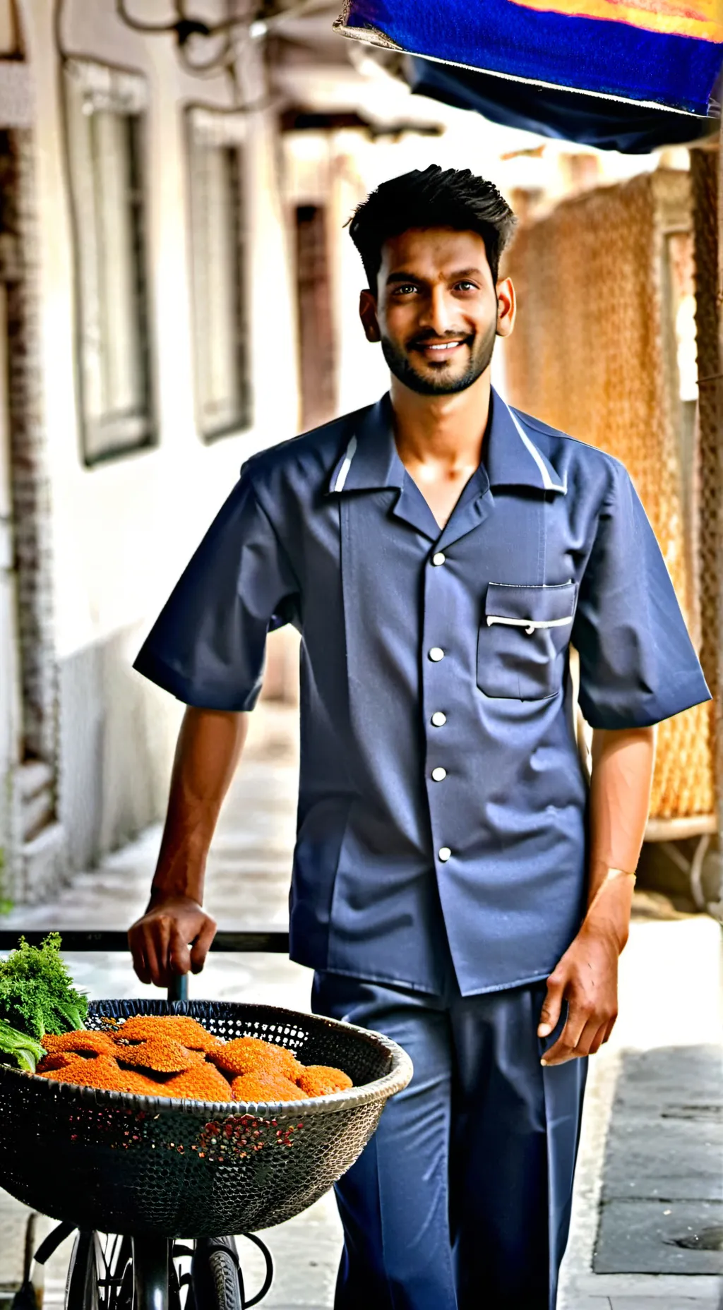 ai character: Indian delivery background