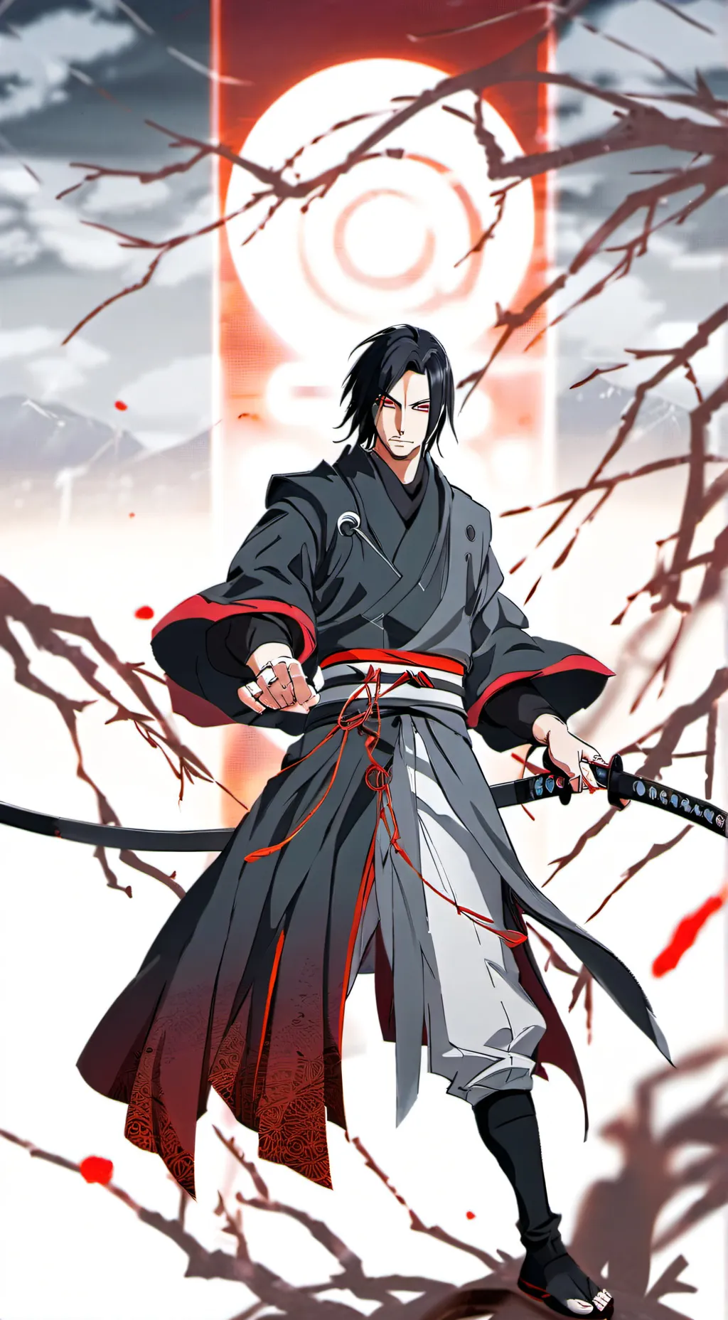 ai character: itachi Uchiha  background