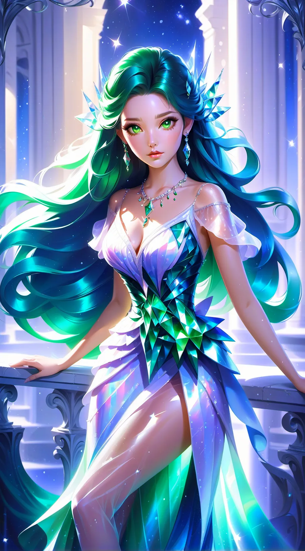 ai character: Emerald background