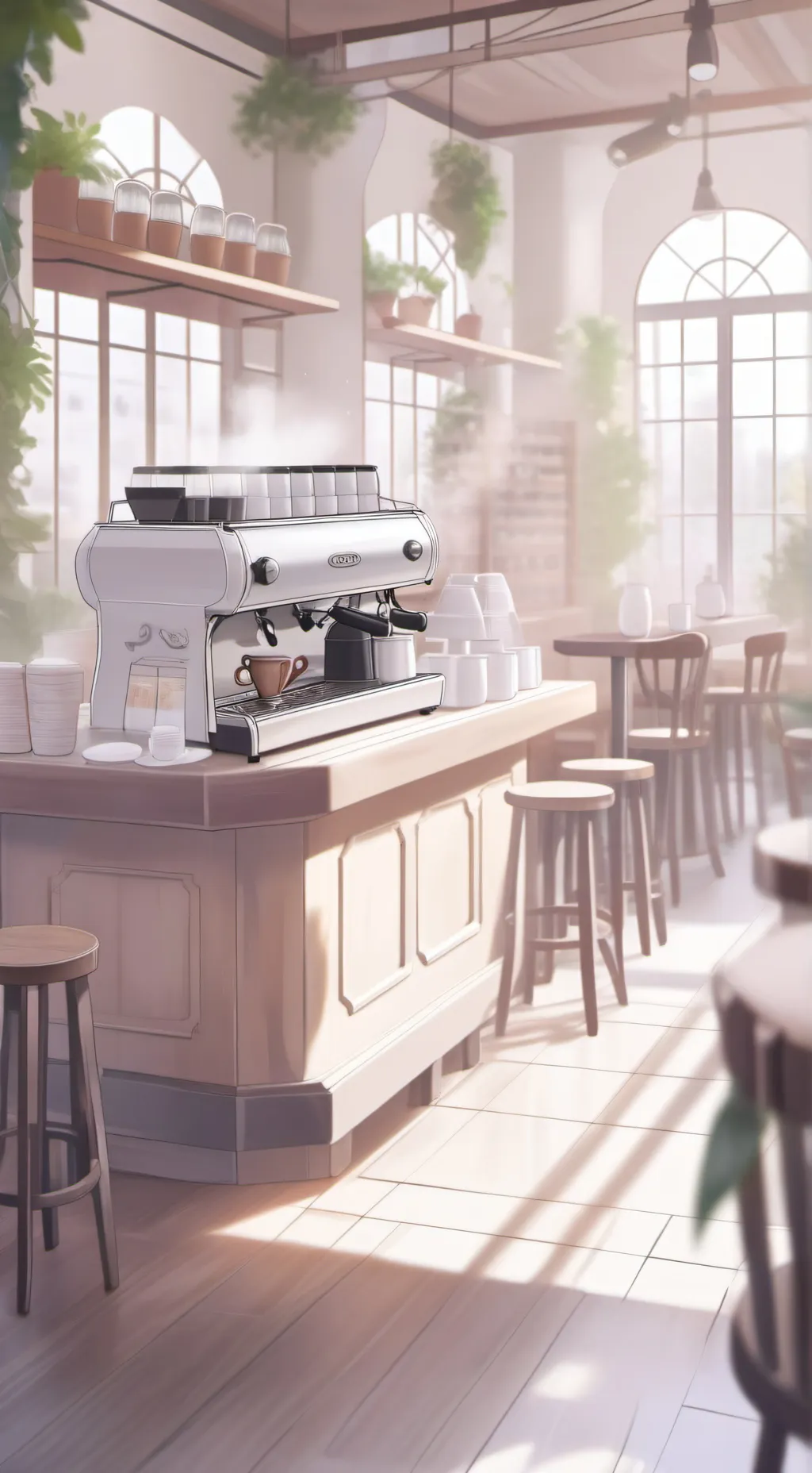 ai character: +*Work at a cafe*+ background