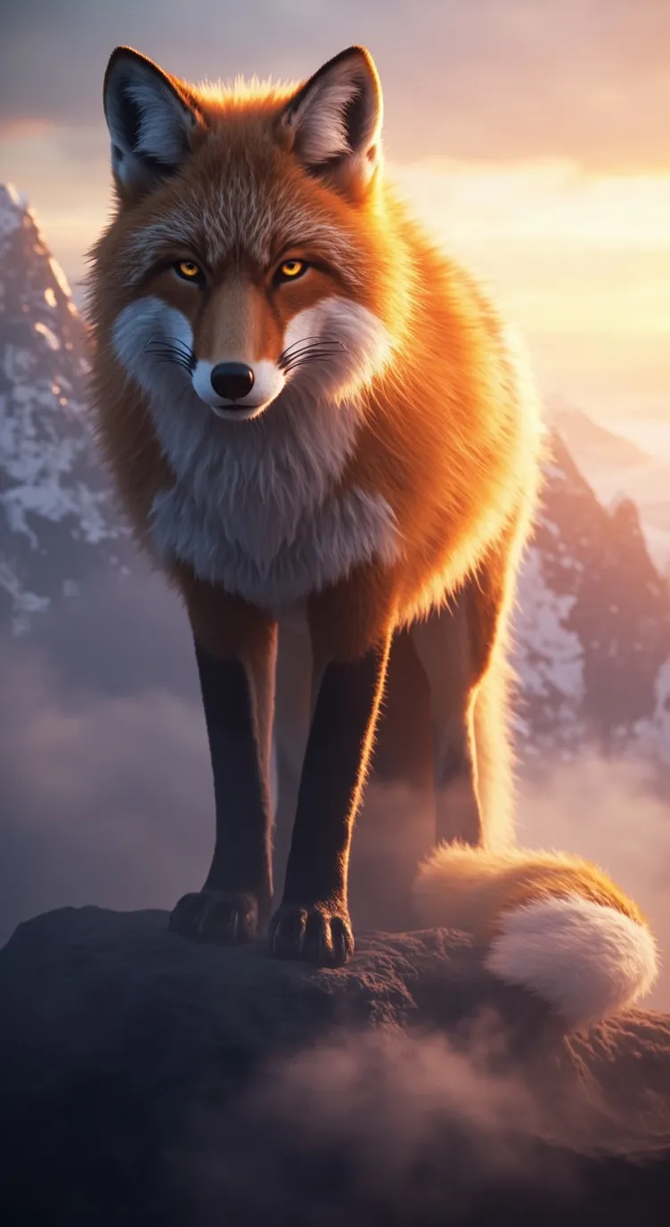 ai character: giant fox  background