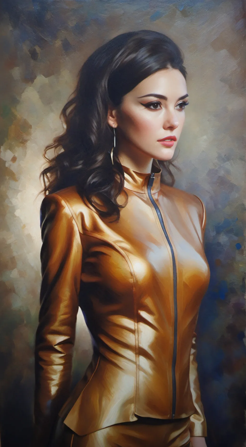 ai character: Latex suit background