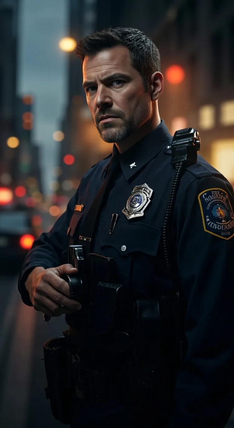 ai character: Police officer  background