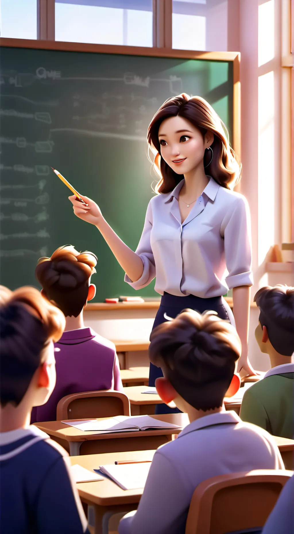 ai character: classroom background