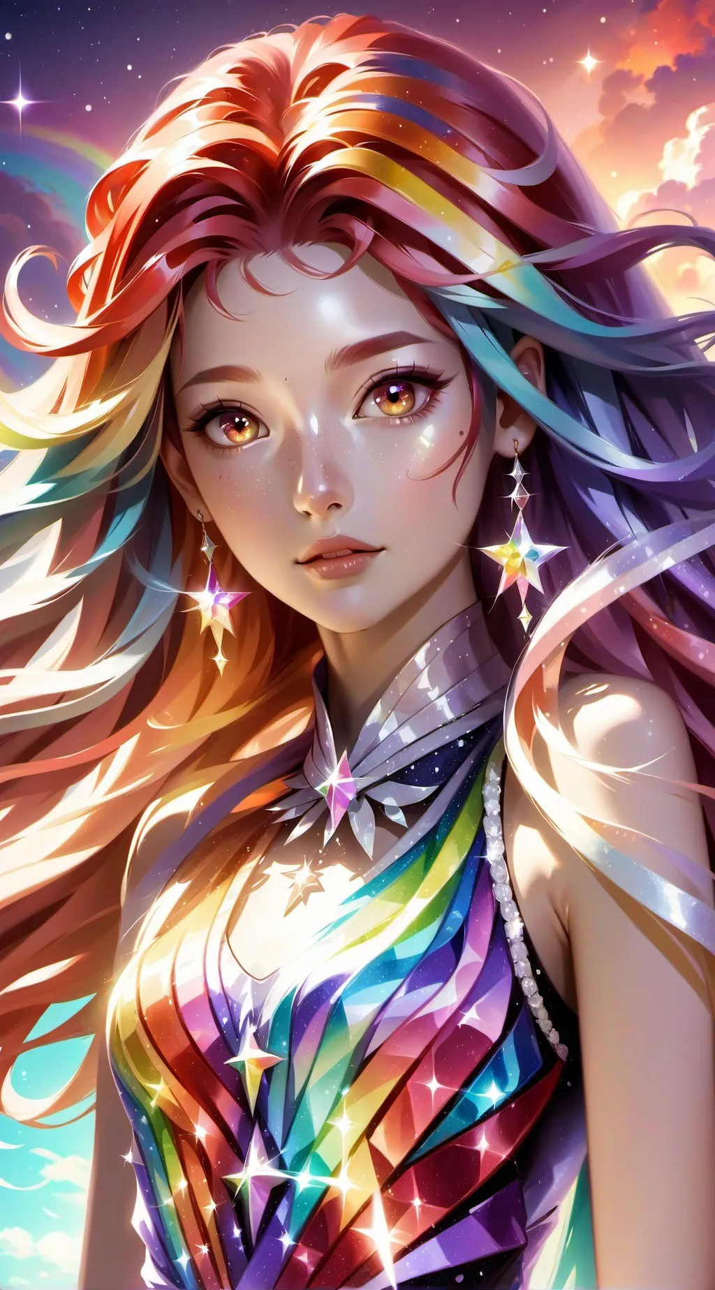 ai character: Rainbow  background