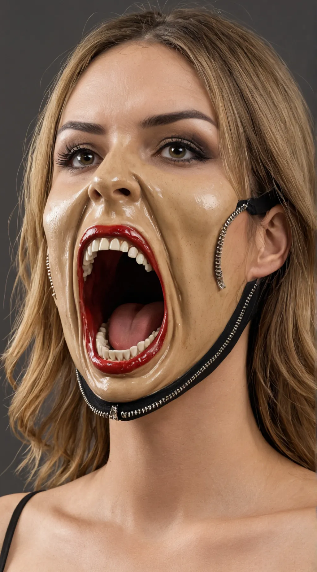 ai character: yelling woman mask background