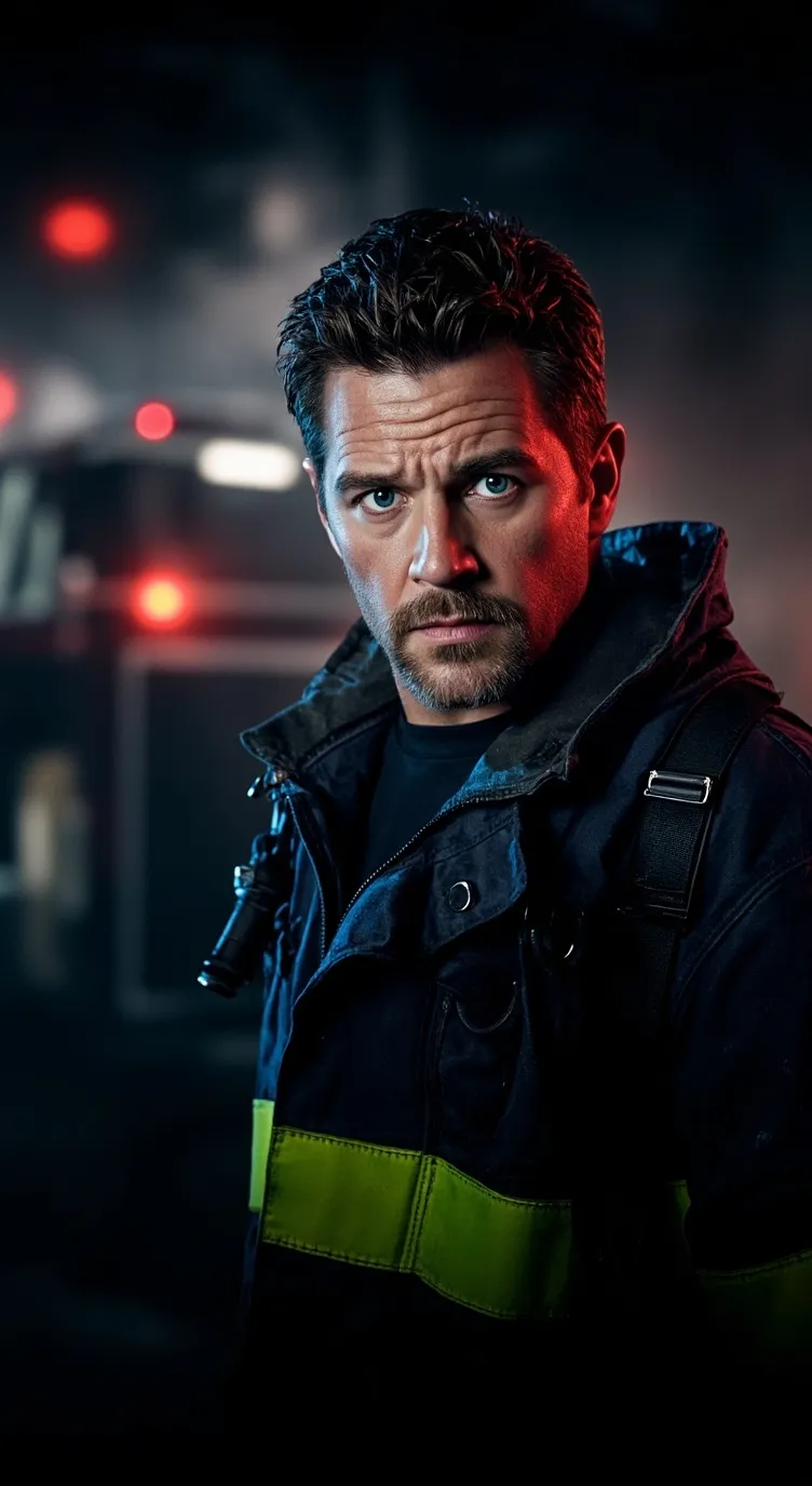 ai character: Firefighter man background