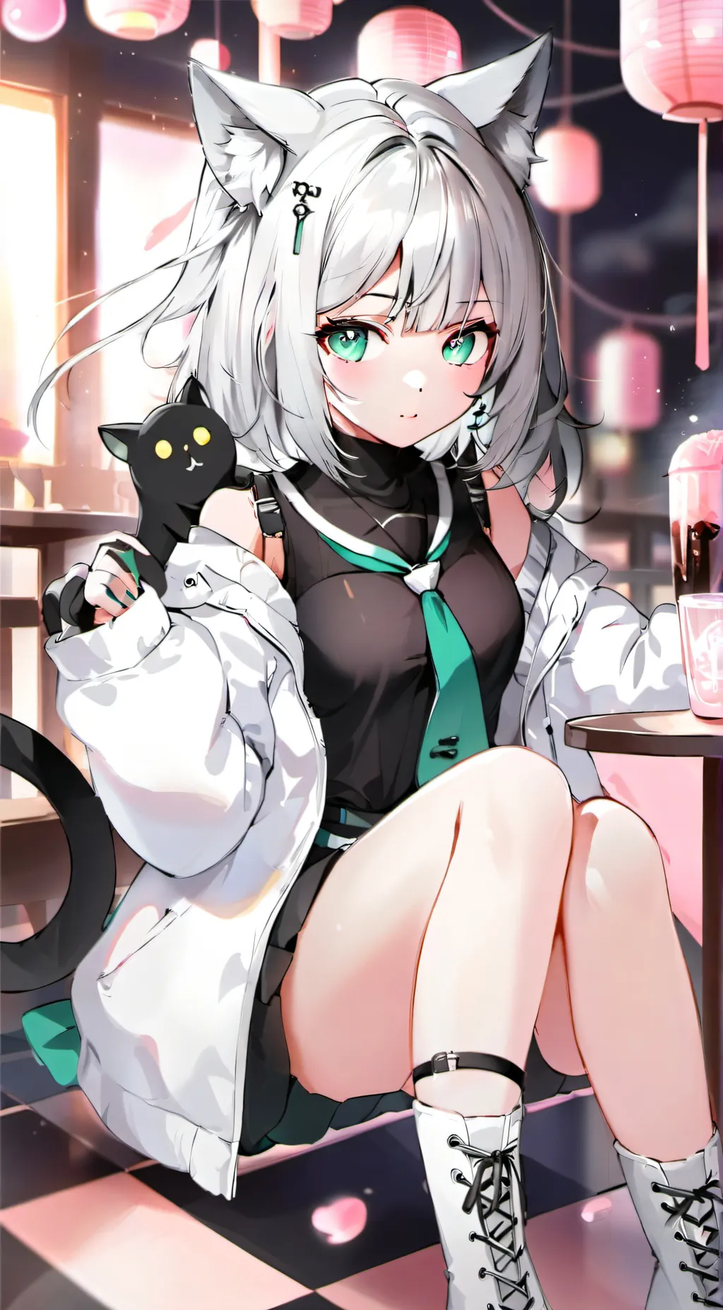 ai character: cat girl background