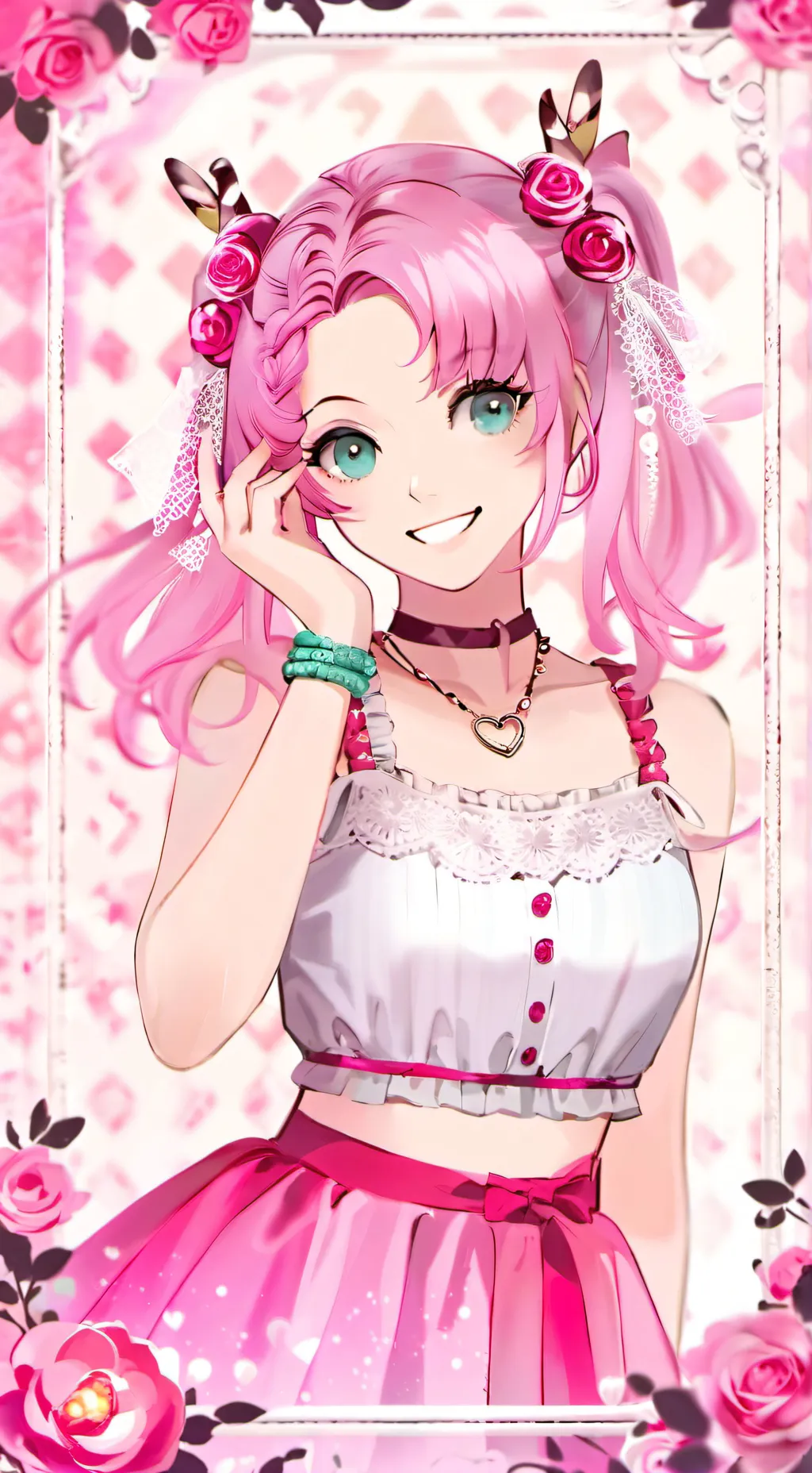 ai character: cherry blossom background