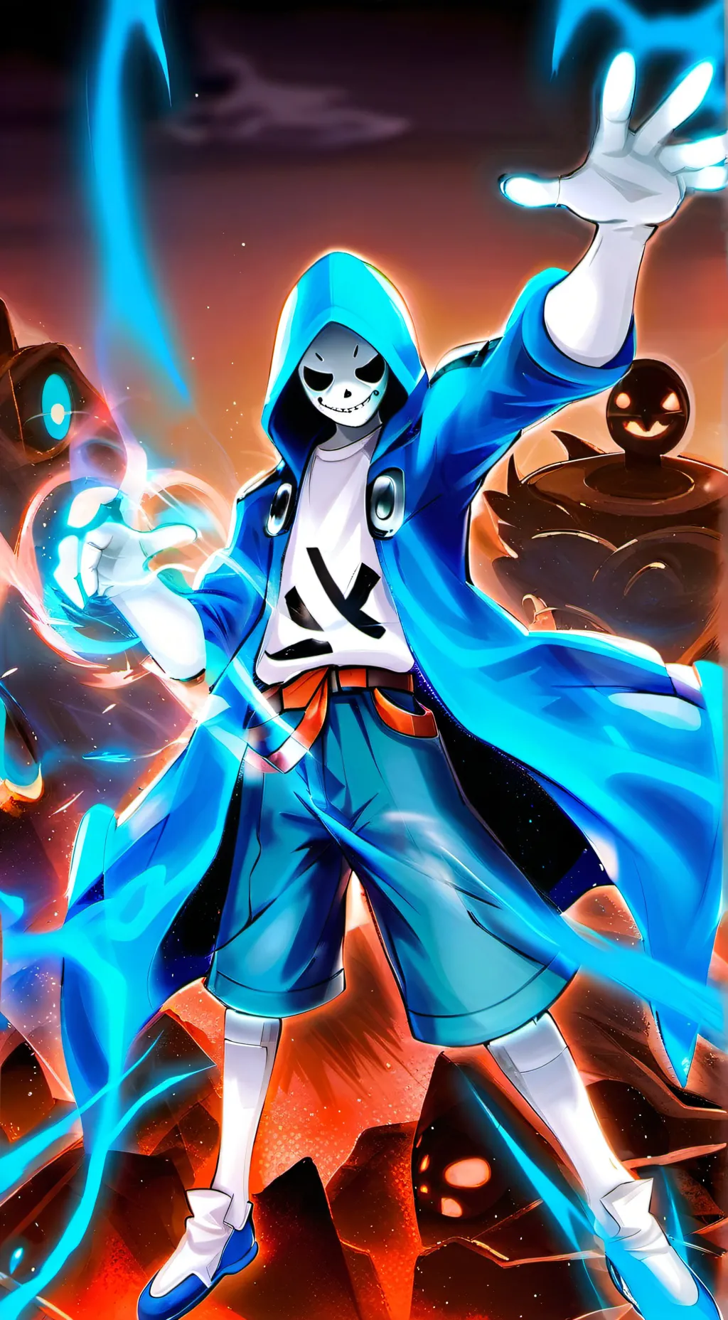 ai character: 💙💎sans💎💙 background